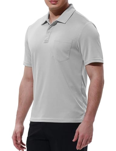 Image of Rdruko Men's Polo Shirts Short Sleeve Quick Dry Outdoor Golf Sports Shirts with Pocket