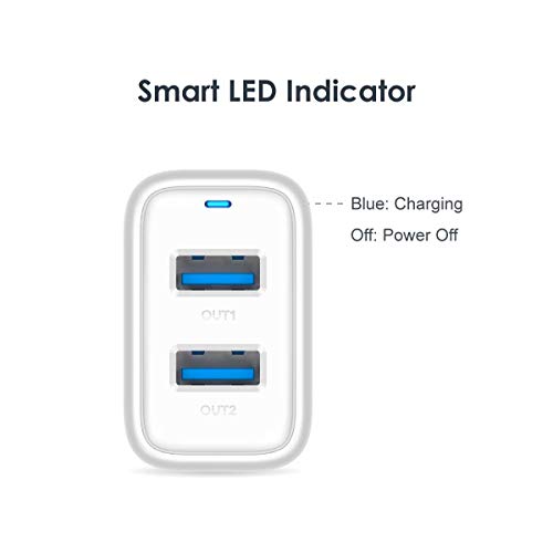 Image of Oraimo Wall Charger, Dual Port Fast Charger 5V /2.4A Fast Charging Power Adapter Compatible with iPhone 14 /13 /12 /X,Samsung S21 /S20 /Note 20 /10 /9 /8,Sony,Xiaomi,iPad,MacBook
