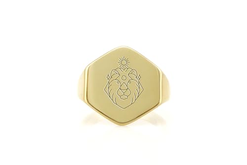 Bague signet du Zodiaque en or lion pour homme