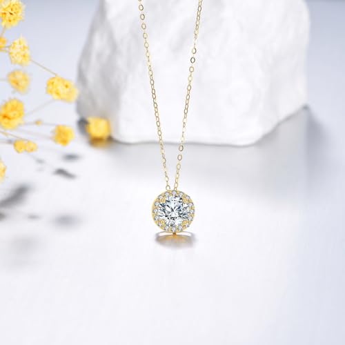 14K Real Gold Moissanite Necklace Solid Yellow Gold Pendant Jewelry Birthday Mother's Day Anniversary Christmas Gifts for Women2