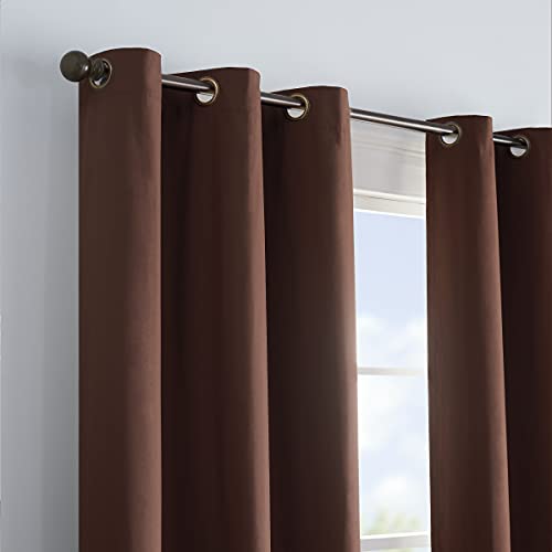 Image of ECLIPSE Microfiber Total Privacy Blackout Thermal Grommet Window Curtain for Bedroom (1 Panel), 42 inch x 84 inch, Chocolate