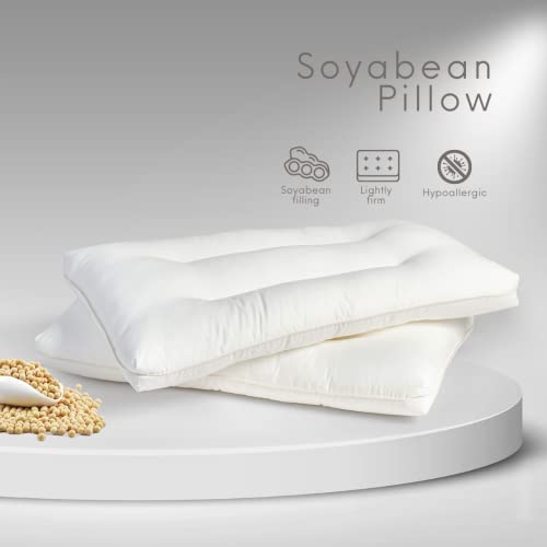 Image of Spread Spain Soyabean Pillow Standard Size Set of 2, Filling Soyabean Fiber, Orthopedic Bed Pillows, Back Side Sleeper Pillow for Neck and Shoulder Support, Soft, Machine Washable 18 inch x 27 inch