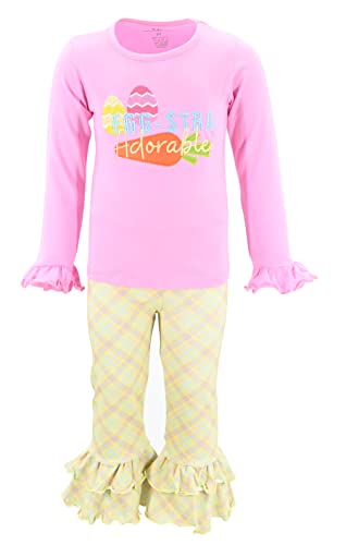 Image of Unique Baby 2 Piece Girls Double Ruffle Leggings and Long Sleeve Shirt Clothes Set Kid and Toddler Girl Outfit
