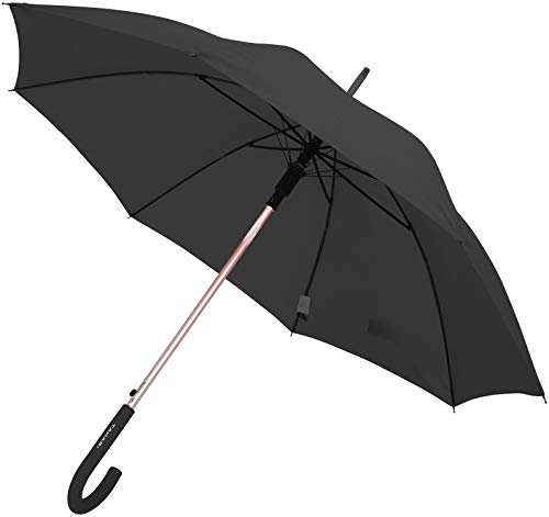TAHARI Automatic Open Aluminum Shaft Rubberized Grip Handle Umbrella (Black)