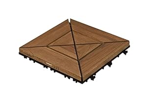 Sharpex Deck Tiles with Interlocking | 1 Piece Teck Wood Floor Decking Water Resistant Tile for Balcony, Terrace, Garden | Quick Flooring Solution for Indoor/Outdoor (Brown, 12 X 12 Inch)