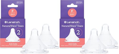 Tetina simuladora del pezón materno NaturalWave para biberón Lansinoh - Flujo Rápido, 2 uds (Paquete de 2)