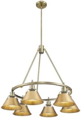 Golden Lighting 3306-6 AB-BCB Orwell - 6 Light Chandelier-20.38 Inches Tall and 29 Inches Wide, Finish Color: Aged Brass, Shade Color: Brushed Champagne Bronze