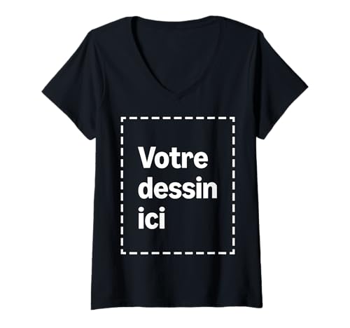 T-Shirt Femme Col V Personnalisé avec Votre Image sur Le Devant
