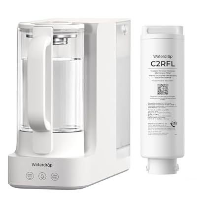 Waterdrop C2SL Mineral Reverse Osmosis Water Filter Countertop with Waterdrop C2RFL Replacement Filter, 7-Stage RO Water Filtration System with Autofill Glass Pitcher, 12-Month Lifetime, Bundle