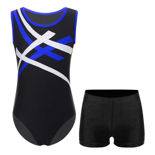 Yruioon Jungen Turnanzug Gymnastikanzug Ärmellos Ballettanzug mit Shorts Kinder Ballett Trikot Gymnastik Leotard Turnen Akrobatik Anzug Blau&Schwarz 134-140 Yruioon Jungen Turnanzug Gymnastikanzug Ärmellos Ballettanzug mit Shorts Kinder Ballett Trikot Gymnastik Leotard Turnen Akrobatik Anzug Blau&Schwarz 134-140
