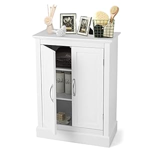 GOPLUS Badkamerkast, badkamerkast met verstelbare plank, keukenkast, opbergkast voor badkamer en woonkamer, 60 x 32 x 81 cm