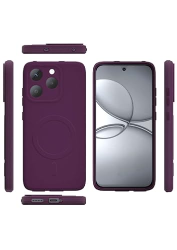 Image of amazon basics Back Cover for Realme 15T 5G Soft Matte Silicone Mag-Safe Design (Mag-Safe Not Support) Camera Protection | Slim Fit Bumper Cover (Purple)