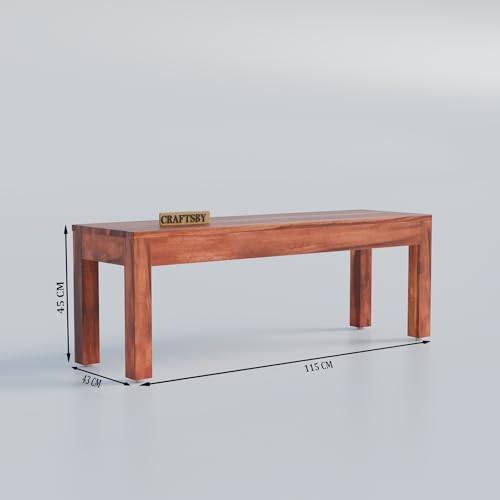 Image of 57 Inch Length Solid Sheesham Wood 6 Seater Dining Table Set | Six Seater Dinner Table with 4 High Chairs & 1 Bench | Dinning Table Set 6 Seater for Living Room | Table & Chair, Honey Finish
