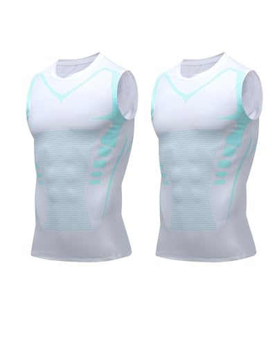 Image of Compression Shirt Men Slimming Body Shaper Vest Crewneck Workout Tank Top | Tummy Control Undershirts, Gynecomastia Compression Shirts, Back Support, Sleeveless Muscle Shirts, Shaping Tank Top