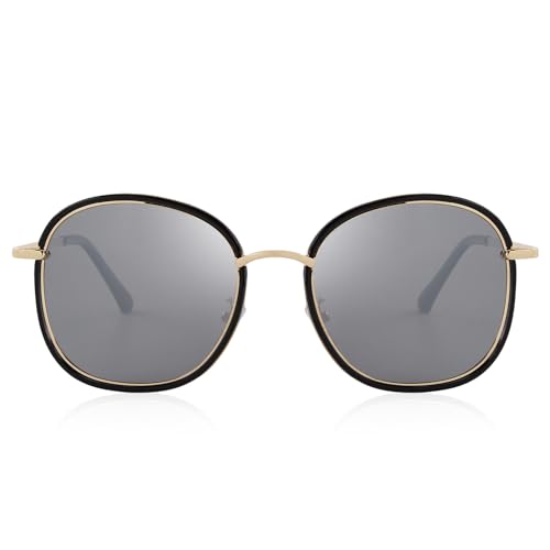 Polarized Sunglasses for Women Retro Oversized Sun Glasses Metal Temple2