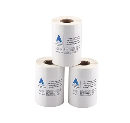 Image of ACCUTRAC Barcode Labels Stickers 2UP 50MM x 25MM (2 inch x 1 inch), Pack of 3