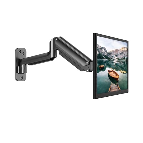 HUANUO Single Monitor Wall Mount for 13 to 32 Inch Computer Screen, Gaming Monitor Wall Mount Arm Holds up to 17.6lbs, Height Adjustable Full Motion Wall Monitor Mount-VESA Mount 75x75,100x100
