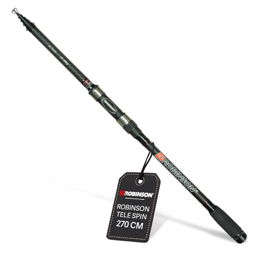 Robinson Angelrute - Teleskoprute Karbon - Kompaktes Transportmaß - Robuste Ringe - Rutschfester Rollenhalter - Leicht und widerstandsfähig - Stinger X-Cross Tele