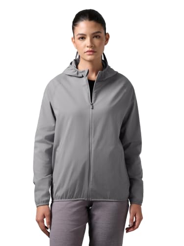 Image of TECHNOSPORT Women's Solid Slim Fit Hooded Jacket with TECHNOWARM+ | Full Zip Polyester Winter Jacket for Sports, Gym, Travel & Casual Wear | Long Sleeve Hooded Activewear with Moisture-Wicking Fabric