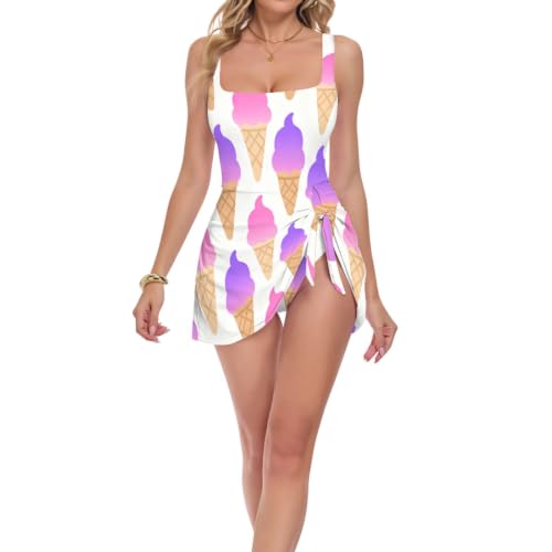 Maillot de bain femme aminci gainant à motif dégradé crème glacée