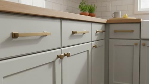 Alzassbg 6 Pack Champagne Bronze Cabinet Pulls, 3 Inch(76mm) Hole Centers Cabinet Handles Square Kitchen Hardware for Cabinets AL3046TGP by Alzassbg - Image 4