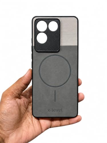 Image of Bintage 2in1 Hard Slim Back Case | Soft Border Camera Protect | Dual PU Leather Finish Back Cover Compatible for IQoo Z7 Pro 5G - White & Grey