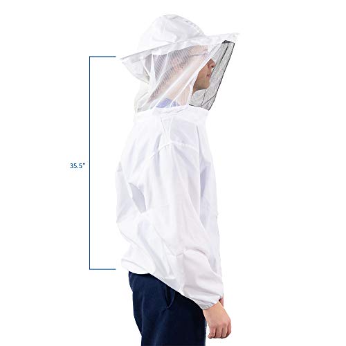 VIVO Professional White Medium Beekeeping Suit, Jacket, Pull Over, Smock with Veil BEE-V105M