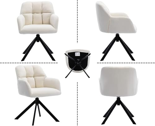 Image of Finch Fox Battle Modern 360 Swivel Mid-Back Arm Faux-Leather Study Upholstered Comfortable Metal Base Computer Office Desk Chair in White Color