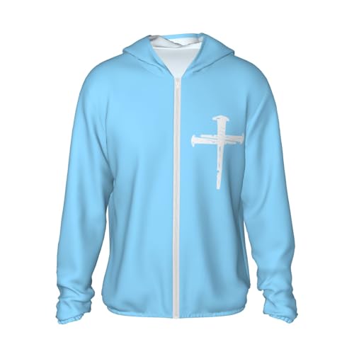Christian Jesus Cross Men's Sun Protection Shirts with Zipper Lightweight SPF Uv Shirt for Fishing Running Hiking,