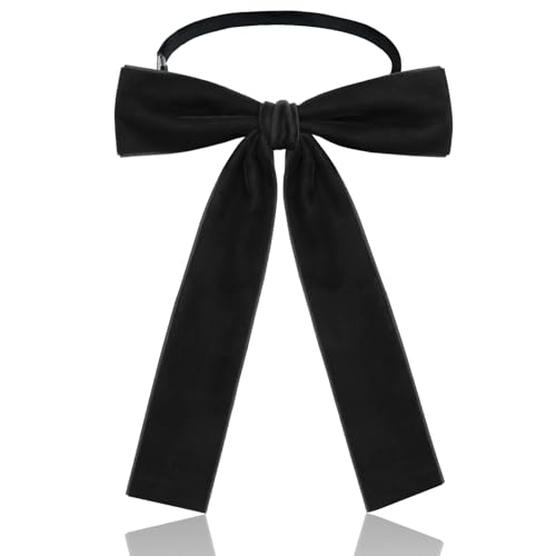 Luckyvestir Black Western Bow Ties for Men Women, Colonel Velvet Ribbon String Bowtie for Costume Uniform Shirts