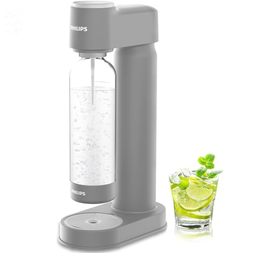 PHILIPS Sparkling Water Maker Soda Maker Soda Streaming Machine Quick Twist with 1L Carbonating Bottle, Seltzer Fizzy Water Maker, Compatible with Any Screw-in 60L CO2 Carbonator(NOT Included)