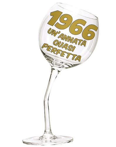 Bombo Bicchiere in Vetro Calice storto per compleanno 60 anni - 440 ml