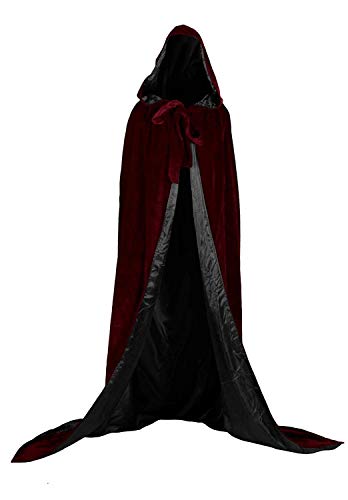 Long Burgundy Cloak Christmas Cape Medieval Cape Bridal Shawls (Burgundy, S)