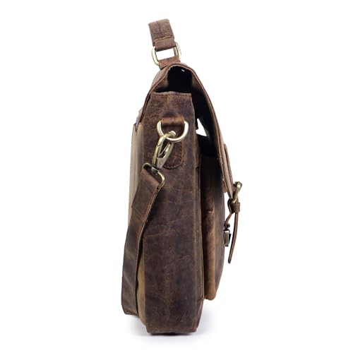 TRISKY Leather Messenger Bag for Men, Laptop Messenger & Shoulder Bags, Leather Book Bag, college graduation gifts for him, Travel, Work (Vintage Hunter Brown, 16 inch)4