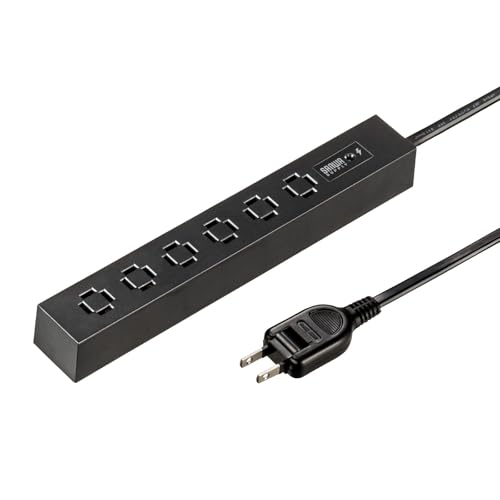 サンワサプライ スリムタップ（AC6個口・マグネット付き・雷ガード付き） TAP-SPSLIM6MG-2BKの商品画像（Amazon）