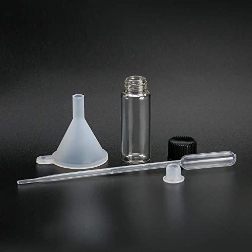 LUCKNIGHT 5ML Auslaufsichere Glas Fläschchen, 24 Leere Ampullen, Kleine Glasflaschen Transparent mit Schraubverschluss und Kunststoffstopfen, Probengläser Zur Lagerung von Proben, ätherischen Ölen