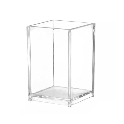 Clear Acrylic Pencil Pen Holder Cup, Clear Makeup Brush Holder, Acrylic Desk Accessories, Stationery Organizer for Office Desk Accessory (Clear)