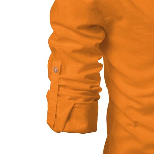 Image of Men's Full Sleeve Beige Color Cotton Blend Spread Slim Fit Shirt Style Kurta for Men and Boys
