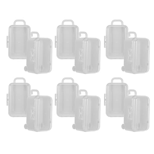 minkissy Caja de Dulces Transparente de Plástico Diseño Creativo en Forma de Maleta para Fiesta y Boda, Paquete de 12 Piezas Multifuncional para Recuerdos y Embalaje