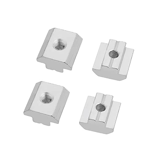 Yinpecly Carbon Steel Zinc Plated M6 Sliding T Slot Nuts Half Round Roll in T-Nut for 4545 Series Aluminum Extrusion Profile Construction Industry Silver Tone 4pcs
