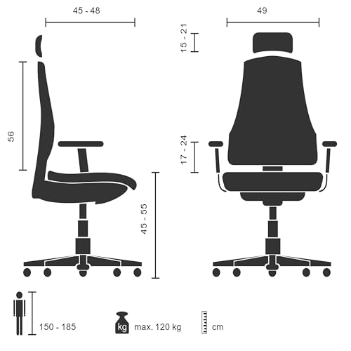 Hjh Office Profi Bürostuhl Ergo LINE II PRO mit Kopfstütze und Armlehnen
