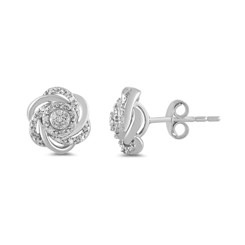 Amazon Essentials Sterling Silver 0.1 cttw Diamond 7 Stones Cluster Flower Stud Earrings (previously Amazon Collection)2