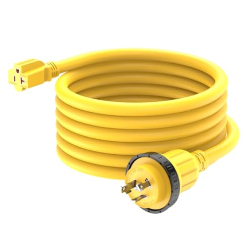 15FT 30-Amp to 20-Amp Marine-Shore Power-Extension Cord, NEMA L5-30P to 5-15/20R,10AWG 30Amp to...