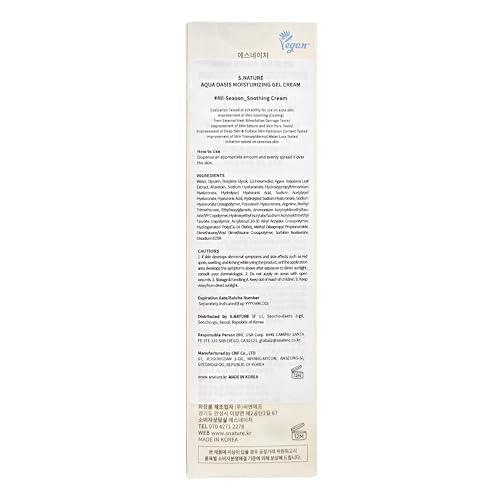 S.NATURE Aqua Oasis Moisturizing Gel Cream - Hydrating for Oily Skin