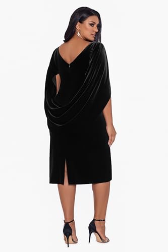 Image of Betsy & Adam Women's Velvet Midi Cowl Neck Drape Back Dress
