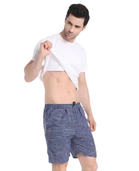 Men’s Regular Fit 100% Cotton Casual Lounge Shorts | Dual Pocket Sleep Shorts Pack of 3 (XXX-Large, Navy Blue)-picture-10