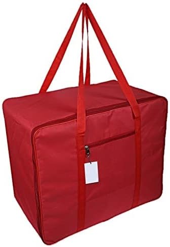 Rexine Jumbo Underbed Moisture Proof Storage Bag with Zipper Closure and Handle Red Pack of 3