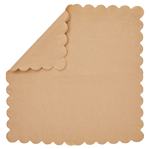Juvale Disposable Cocktail Napkins - 100 Count Brown Napkins - 5 x 5 in 2-Ply Scalloped Edges - Bulk Party Supplies & Absorbent Surface Protection - Thumbnail 7