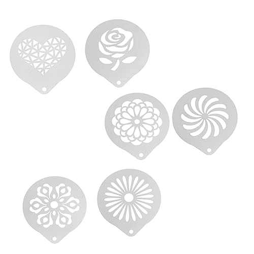 Ciieeo Latte Art Stencils Set 6 Pcs Stainless Steel Decorating Moulds DIY Templates for Coffee Decorations