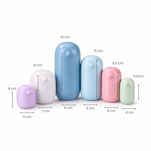 Image of Xtore Charming Pastel Penguin Sculpture Set for Home & Office Decor | Contemporary Minimalist Showpieces for Living Room, Desk, Shelf & Coffee Table Styling (Multicolor, Set of 6)